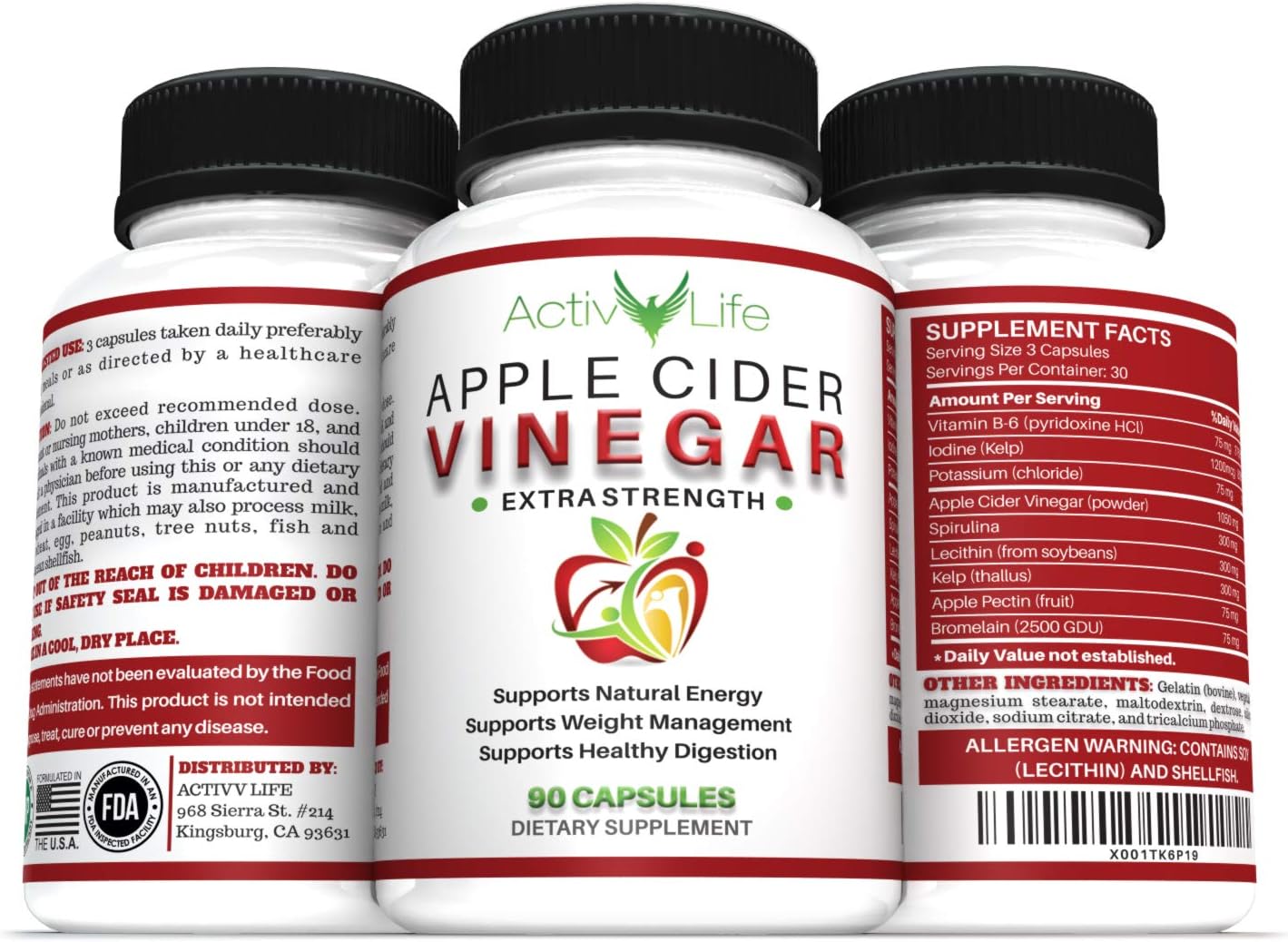 Extra Strength Apple Cider Vinegar Pills -1050 MG Servings: Natural Cleanse/Detox for Weight Loss, Improve Blood Sugar & Appetite Control, Aides Digestive Functions - 90 Premium Non-GMO Capsules