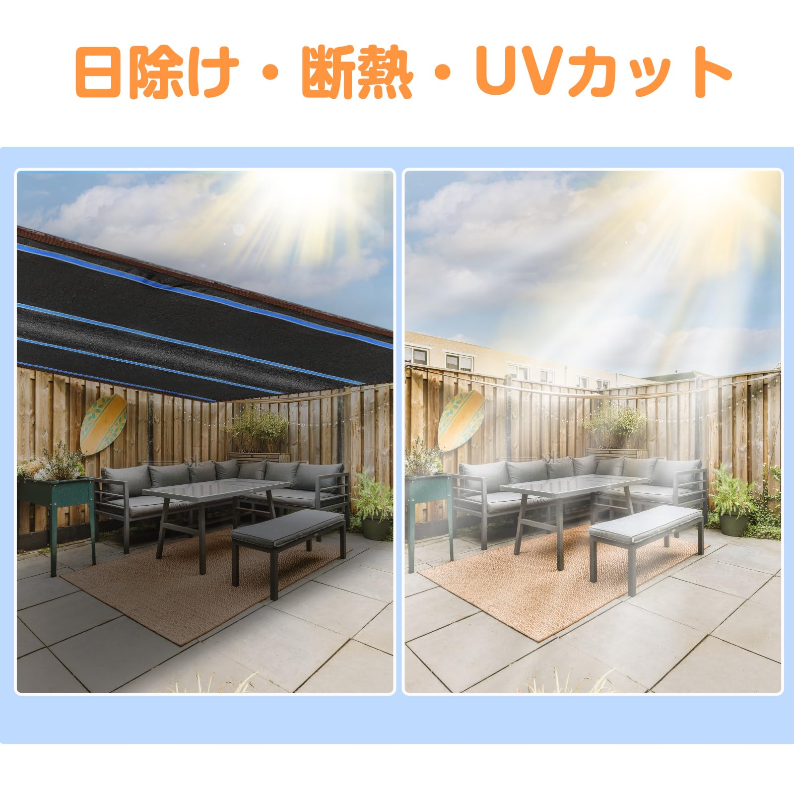 Chuqisheji 遮光ネット 2m*3m 日除けシェード UVカット 暑さ対策 防塵 園芸用品 農業用品 窓 ベランダ 屋根 ヤード 廊下 カーポート 2m 3m 4m 5m 6m 7m 8m 9m 10m 高密度ポリエチレン製 グリーン (2*3m)