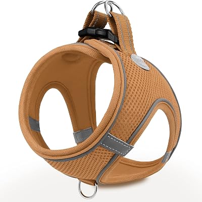 Joytale Step in Dog Harness Soft Mesh Reflective Easy Walk M Brown