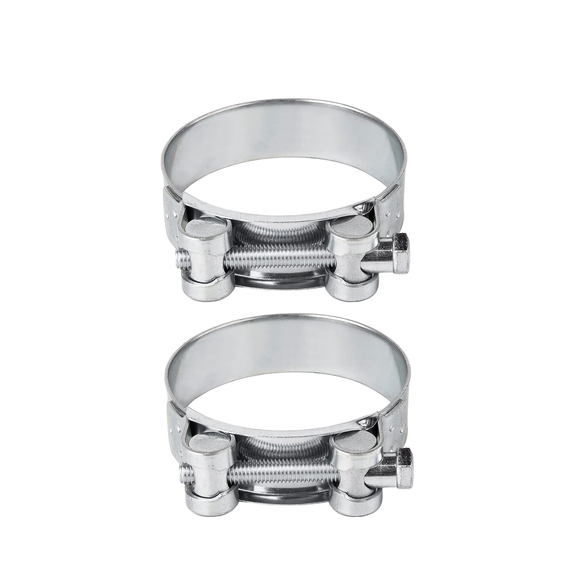 (Pack of 2 pcs) Pipe 52-55 mm Strong Reinforced Pipe Clamps, Galvanized Steel Tube Hose Clamp Fasteners (2 pcs, 52-55 mm)