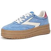 LUCKY STEP Women's Platform Sneakers Gum Sole Suede Casual Classic Retro Rubber Thick Sole Trendy Fashion Tennis Walking Shoes