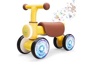 Baby Toys Balance Bike, Toddler Toys for 1 Year Old Girl Boy Gifts, Colorful Lighting Toddler Bike with Music and Soft Seat,F