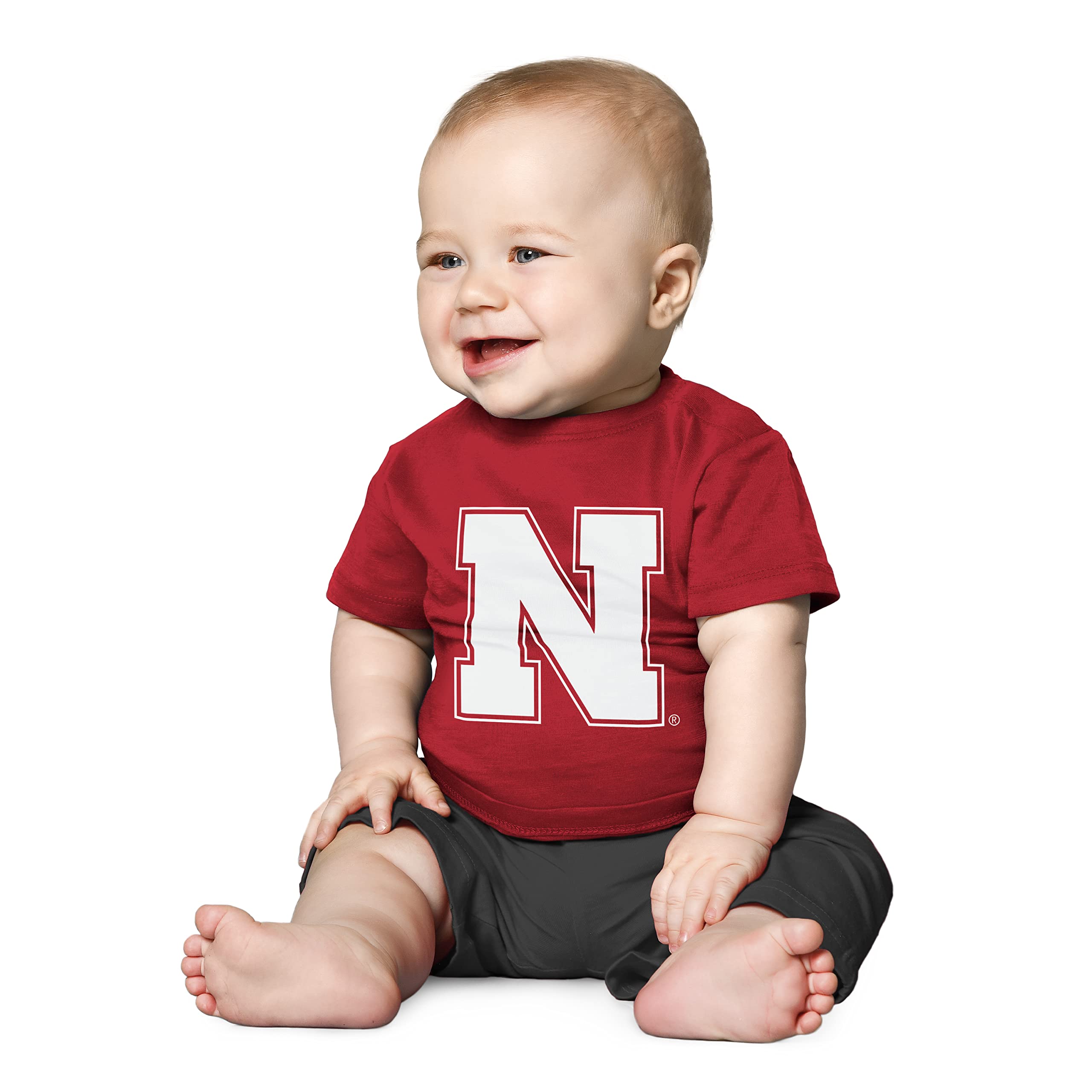 Photo 1 of Little King NCAA Infant Big Logo T-Shirt-Boys & Girls-100% Cotton-Nebraska-Red-12 Months Team Color