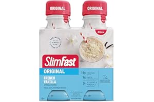 SlimFast Meal Replacement Shake, Original French Vanilla, 10g of Ready to Drink Protein for Weight Loss, 11 Fl. Oz Bottle, 4 Count (Packaging May Vary)