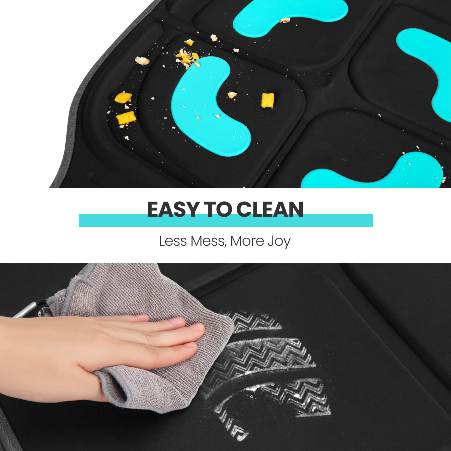 HEYTRIP Car Seat Protector, 2 Packs, Rear-Facing/Forward Facing Car Seat Mat for 0~12 Years Old Children, Waterproof, Easy Cleanup, Non-Slip, Fit Most Car Seats(Black Blue)