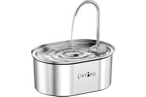PETLIPO Stainless Steel Cat Water Fountain, 108oz/3,2L Pet Water Fountain, Ultra-Quiet Water Fountain for Cats Indoor, Faucet Water Flow Design Cat Fountain, Pet Water Dispenser Easy to Clean for Multi-Pets