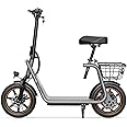 Jasion JS3/PRO Electric Scooter with Seat, 650/850W Peak Motor, 20/25Miles Ranges Scooters for Adults, 20/25MPH Max Speed, Foldable E-Scooter for Pets & Cargo, Dual Disc Brakes