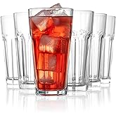 Red Co. Set of 6 Clear Glass 16 Fl Oz Drinking Highball Tumblers for Water, Juice, Beer, Cocktails