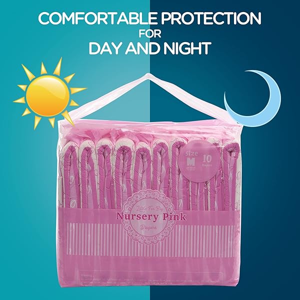 LITTLEFORBIG ADULT PRINTED DIAPER 10 PIECES – NURSERY PINK (MEDIUM 28″-38″)
