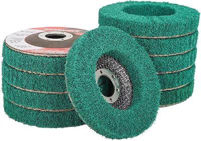 NuoDunco 10Pcs 4.5 inch Nylon Fiber Flap Disc 180 Grit 22mm Hole