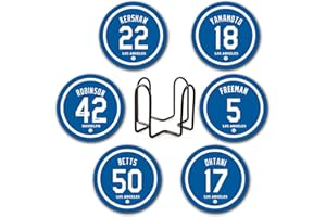 AARONIE Dodger Coasters for Drinks, Los Angeles LA Baseball Ceramic Coasters Set of 6, Dodger Gift for Man, for Dodger Coffee Mug Cup