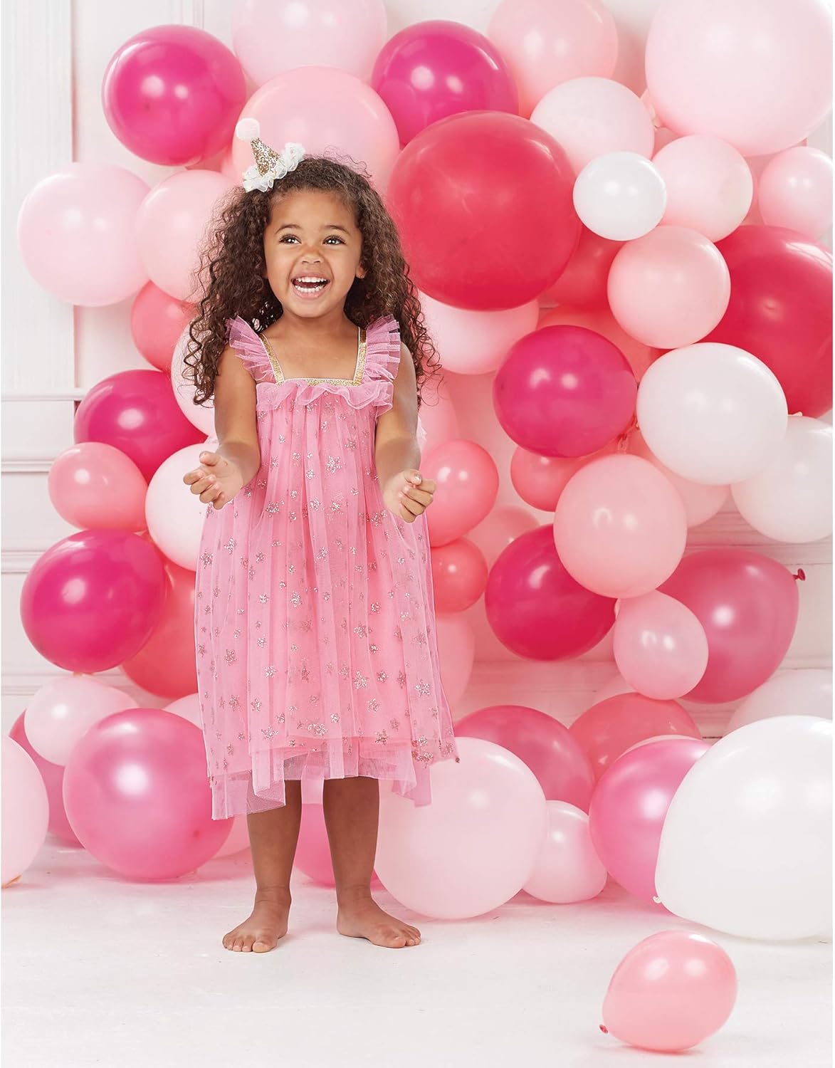 Mud Pie Baby Girls' Glitter Mesh Dress, Pink, 2M-5T: Clothing
