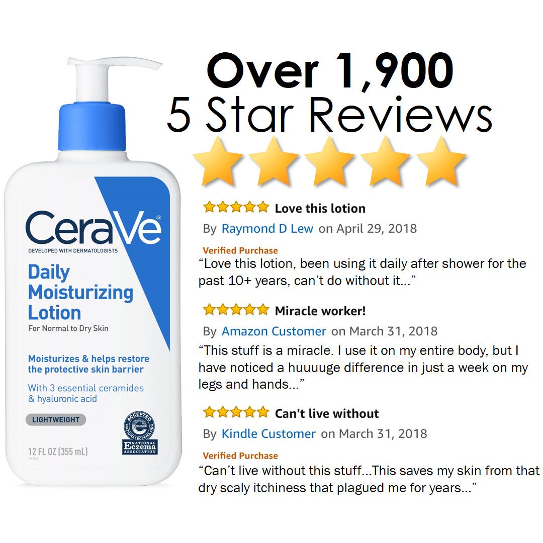 CeraVe Daily Moisturizing Lotion | 12 Ounce | Face & Body Lotion for Dry Skin with Hyaluronic Acid | Fragrance Free: Beauty
