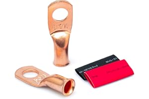 Wirefy 6 Gauge 5/16" Wire Lugs - Copper Cable Lugs - Battery Terminal Connectors - Ring Terminals - Crimp Battery Cable Ends 