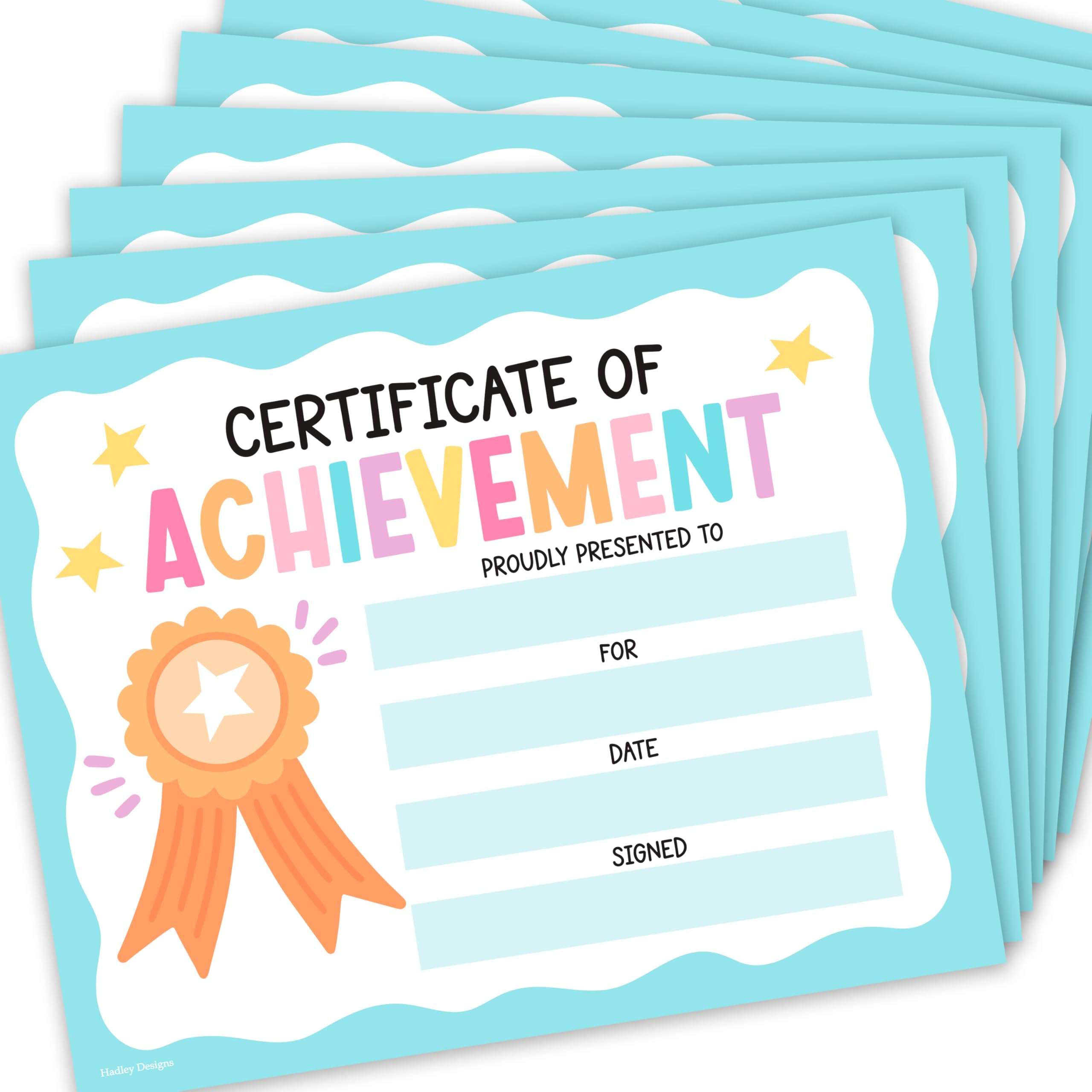 Classroom Award Certificates for Students -25 Certificate of Achievement Awards, Gold Star Certificate Paper, Preschool Graduation Certificates for Kids, Kindergarten Diploma, Star Student Honor Roll