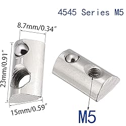4545 Series M5 T Slot Half Round Nuts Roll-in