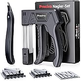 Preciva Self-Adjusting Staple Gun Kit- Heavy Duty Manual Stapler with 1800 Staples & Staple Remover | for Wood, Carpentry, Up