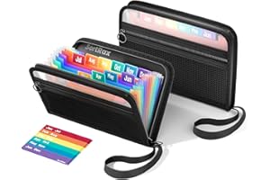 SortRax Small Receipt Coupon Organizer, A6 Size 12 Pockets Accordion File Organizer, 8X5.3 Inches, Zipper Closure - 2 Packs