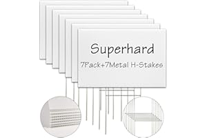 LARREEDE Blank Yard Signs With Stakes, 7 Pack 18 x 12 Inches White Plastic Yard Lawn Sign For Happy Birthday,Garage Sale Signs, Rent, Guidepost Decorations, Blank Lawn Signs With Stakes