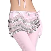 ZLTdream Women's Belly Dance Wave Shape Hip Scarf With Silver Coins