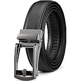 Founders & C Mens Ratchet Belt Leather Click 1 1/4" with Slide Buckle, Casual Dress Belt Adjustable