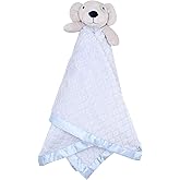 EVERYDAY KIDS Large Lovey Baby Security Blanket for Boys Sweet Dog Stuffed Animal on 30” Adorable Blue Snuggle Baby Blanket; Fluffy Fleece with Attached Plush Toy to Cuddle