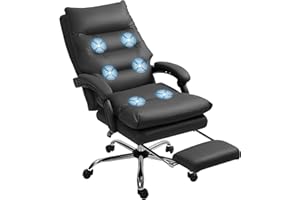 Vinsetto Executive Office Chair with 6-Point Vibration Massage and Heating, Reclining Microfibre Computer Desk Chair with Dou