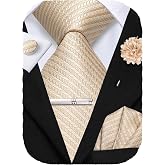 Hi-Tie Extra Long Ties for Men 63" 70" Silk Formal Necktie | with Pocket Square Cufflinks,for Wedding Business ,for Big and Tall Men