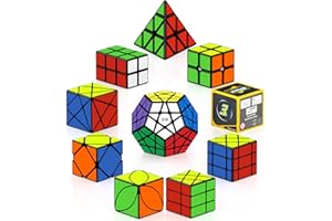 Roxenda Speed Cubes, [10 Pack] Speed Cube Set - 2x2x2 3x3x3 2x2x3 Mirror Axis Windmill Fisher Megaminx Pyramid Ivy Cube Smooth Magic Cubes Puzzles Collection