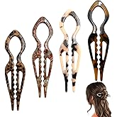 4PCS Prestige French Hair Pins for Women - Acetate Hair Clips for Thick, Thin, Fine Hair - Decorative Bun Styling Barrettes in Black & Blonde(A)