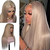 Ash Blonde Wig Human Hair 13x6 Transparent Lace Front Wigs Human Hair 180% Density Ash Blonde Straight Lace Front Wigs for Black Women Pre Plucked Colored HD Lace Frontal Wig 20 Inch