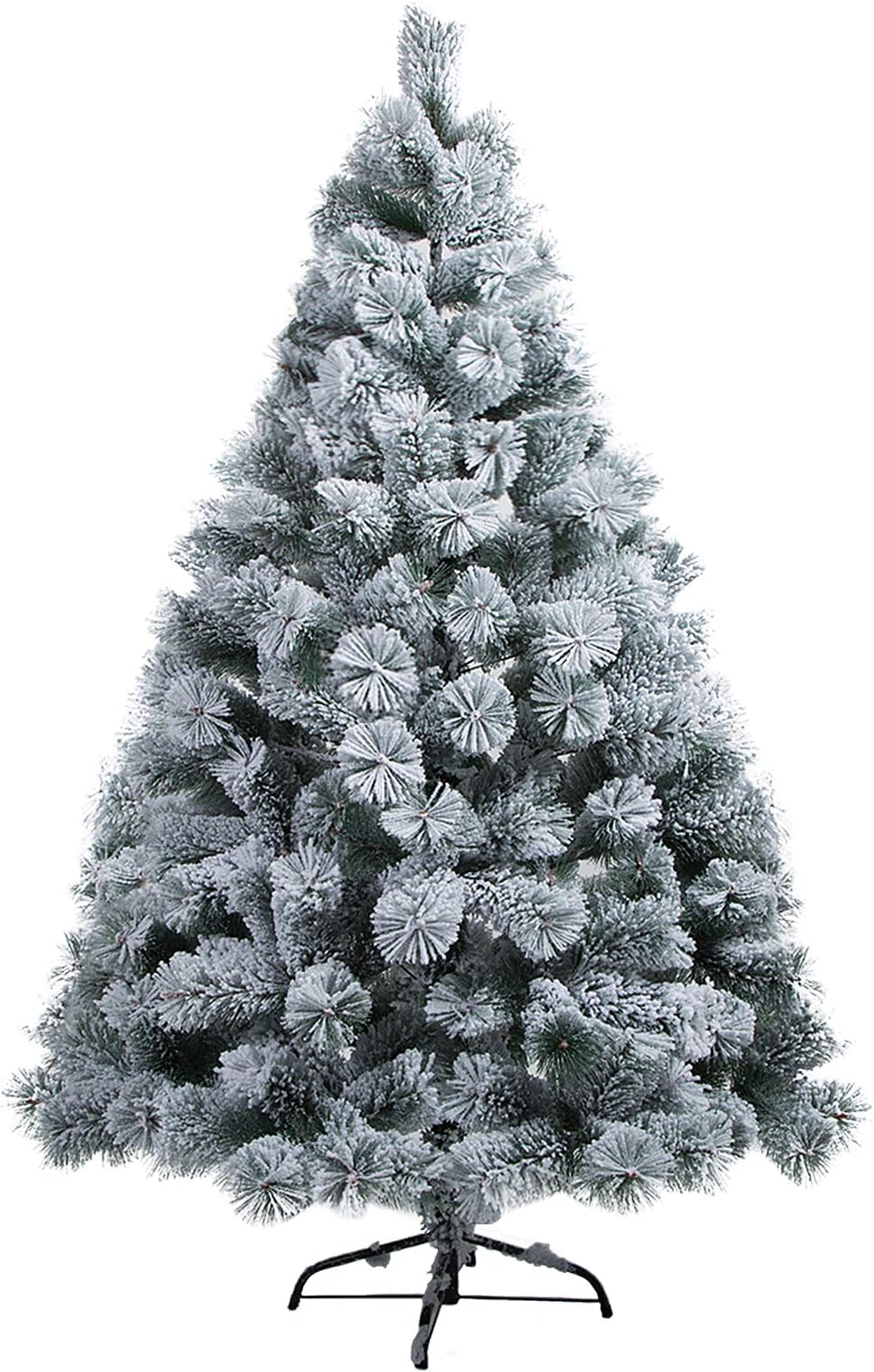 Mojonnie Flocked Artificial Christmas Tree, Flocked Snow Xmas Pine Tree with Metal Stand Perfect for Holiday Decoration (4.9 FT)
