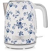 Laura Ashley Electric Kettles for Boiling Water, 1.7L Electric Tea Kettle | China Rose Floral Print, Energy Efficient, Stainless Steel, Automatic Shut Off, Cool Touch Handle, Water Level Indicator