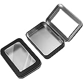 LIGHUFEIC 2 PCS Portable Cotton Swab & Floss Holder,Travel-Size Empty Metal Containers with Dustproof Lids for Cotton Swabs, Floss Picks, Hair Ties, and Small Items(Black)