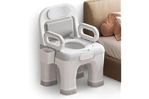 AKIMRABY Bedside Commode, Upgraded Safety Commode Toilet for Elderly Disabled, Potty Chair for Adult with Enlarged Arms, Heig