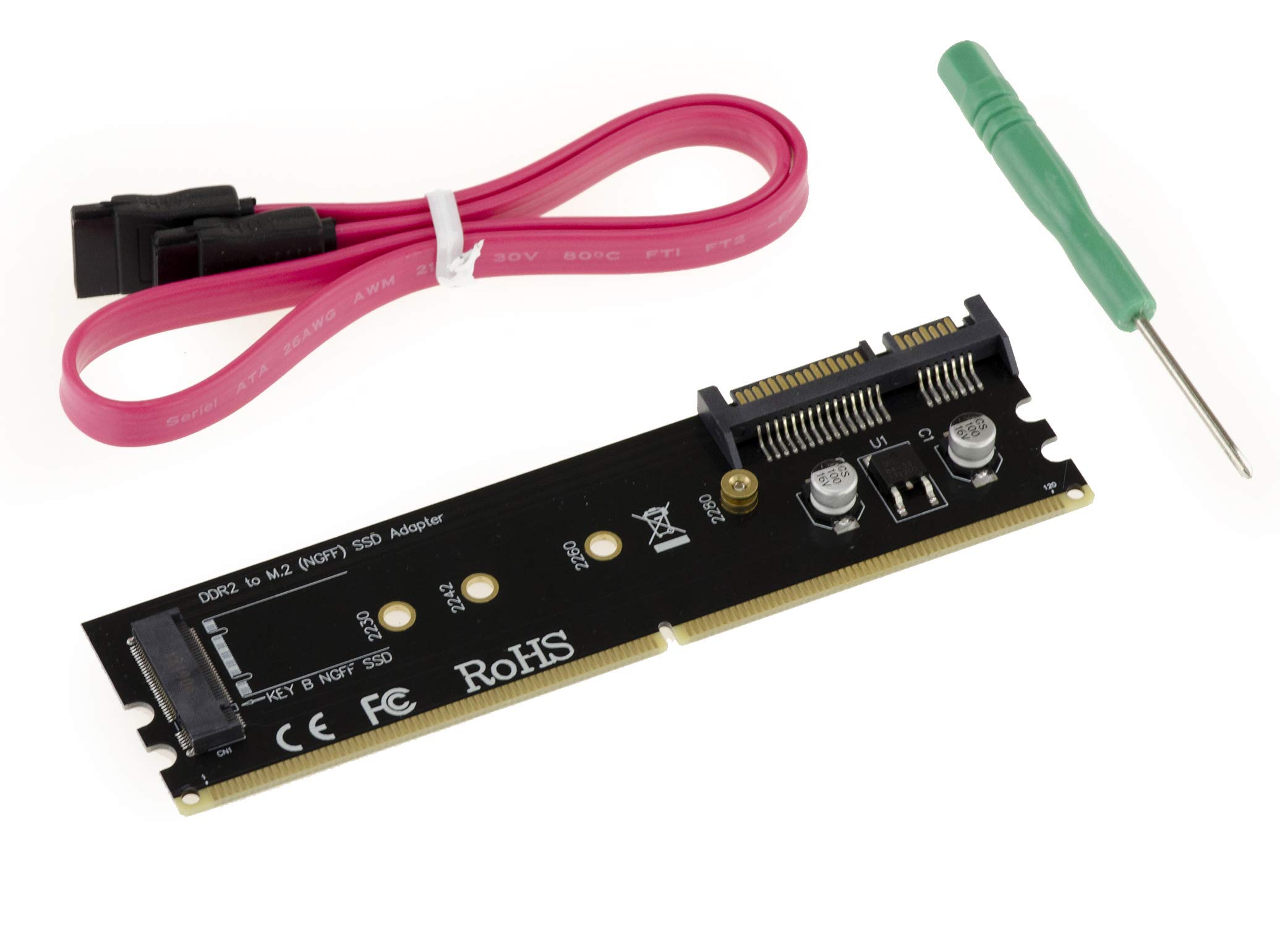 KALEA-INFORMATIQUE Adapter for SSD M2 B Key SATA to SATA on DDR2 port