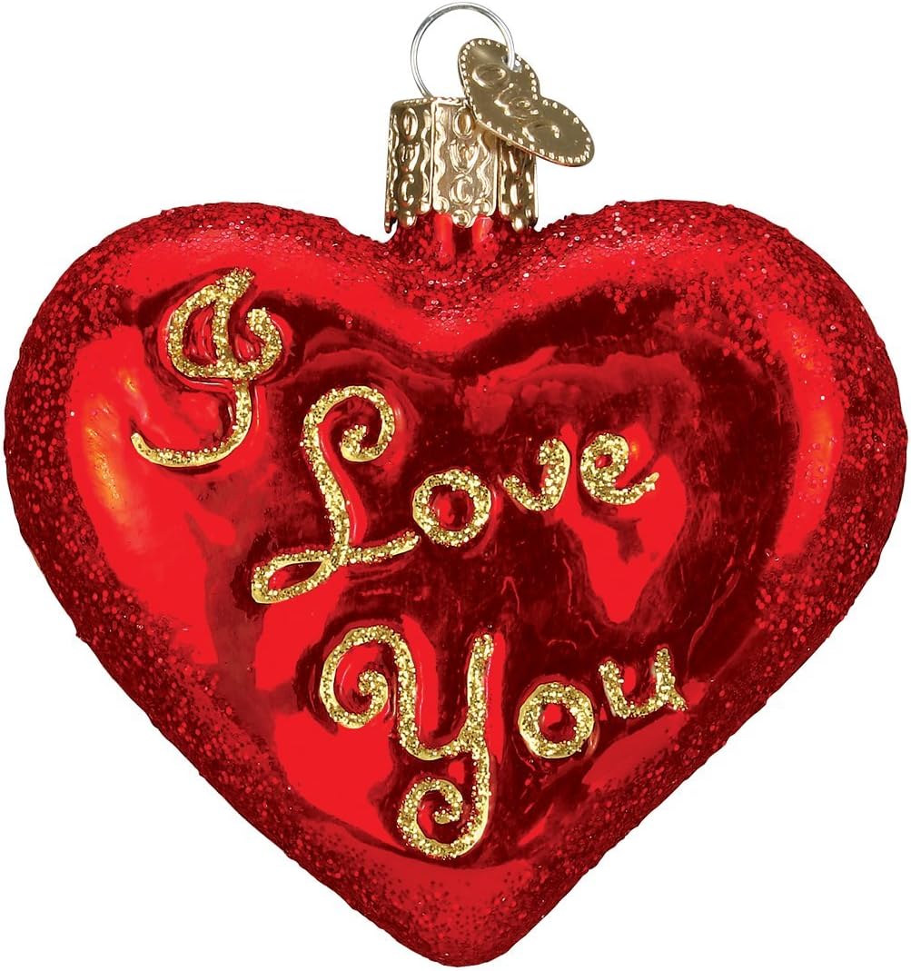 Ornaments - Old World Christmas Ornaments I Love You Heart Glass Blown Ornaments for Christmas Tree