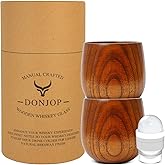 Original Wooden Bourbon Drinking Glass,Handcrafted Whiskey Glasses for Men,Great Anniversary Birthday Gifts for Men, Him, Dad, Husband, or Brother,10OZ 2 PACK