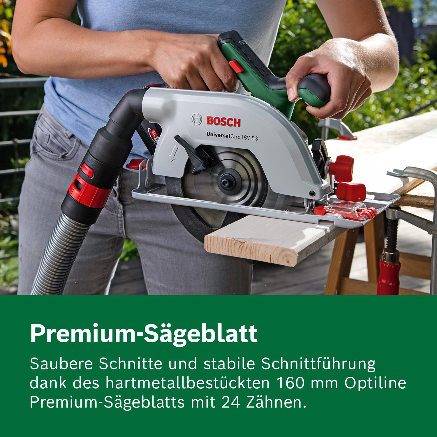 Bosch Akku-Kreissäge UniversalCirc 18V-53 (Präzises Sägen in jedem Holzmaterial; max. Schnitttiefe 53 mm; 2 tlg. Führungsschienenset; 18 Volt System; ohne Akku) – Amazon Edition 3