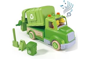 WANBORNS Garbage Truck Toys for 1 2 3 4 Years Old Toddler Boys and Girls, Realistic Car with Trash Can Lifter and Dumping Function, Kids Play Vehicles with Sound & Light for Christmas Birthday Gift