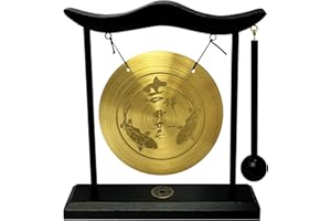 FENGSHUIBRINGLUCK Feng Shui Zen Brass Gong Auspicious Happiness Lucky Koi Home Table Decoration Good Gift