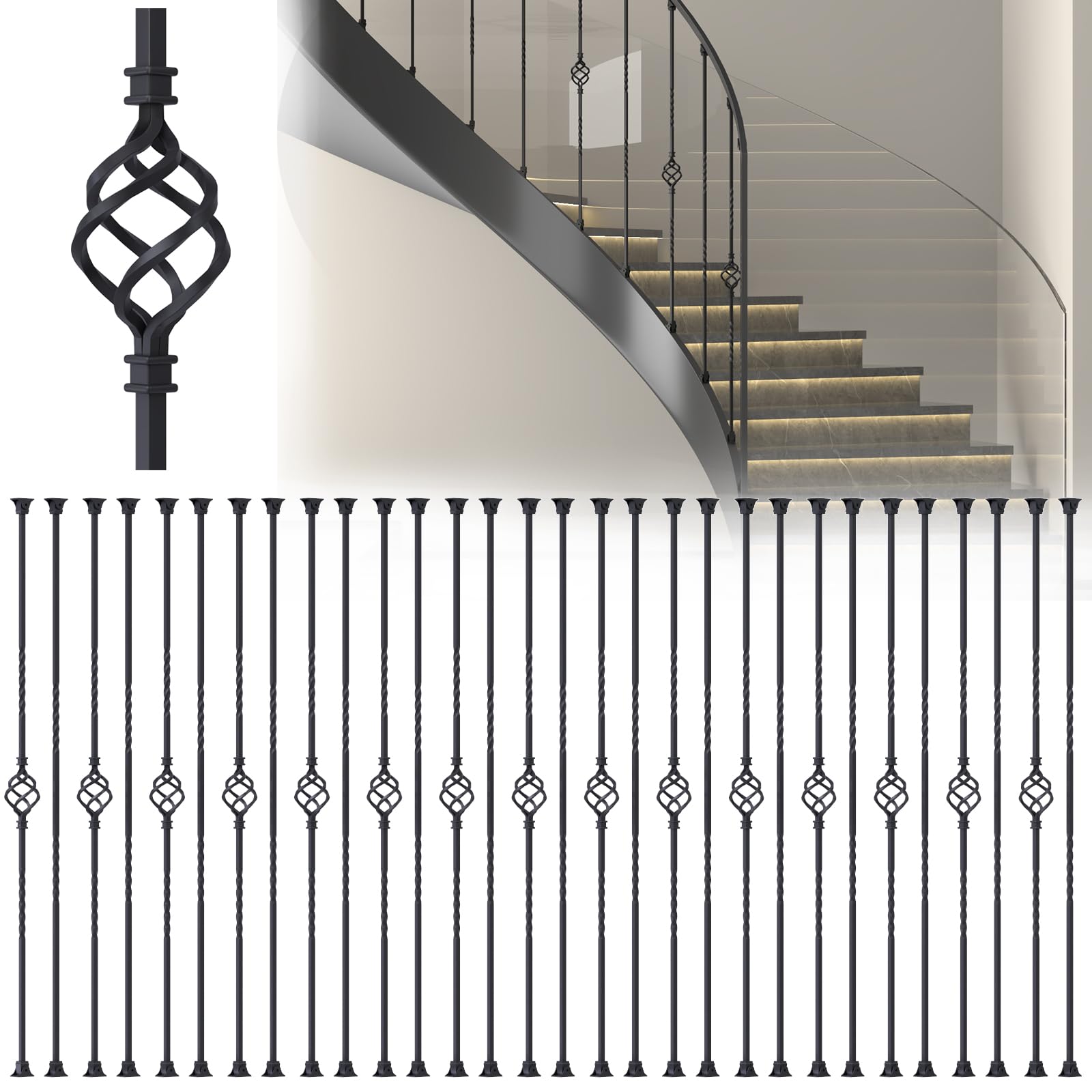 30 Pack Wrought Iron Balusters, 1/2