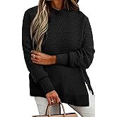 Eytino Womens Plus Size Sweater Long Sleeve Crewneck Knit Side Slit 2025 Fall Fashion Pullover Tops(1X-5X)