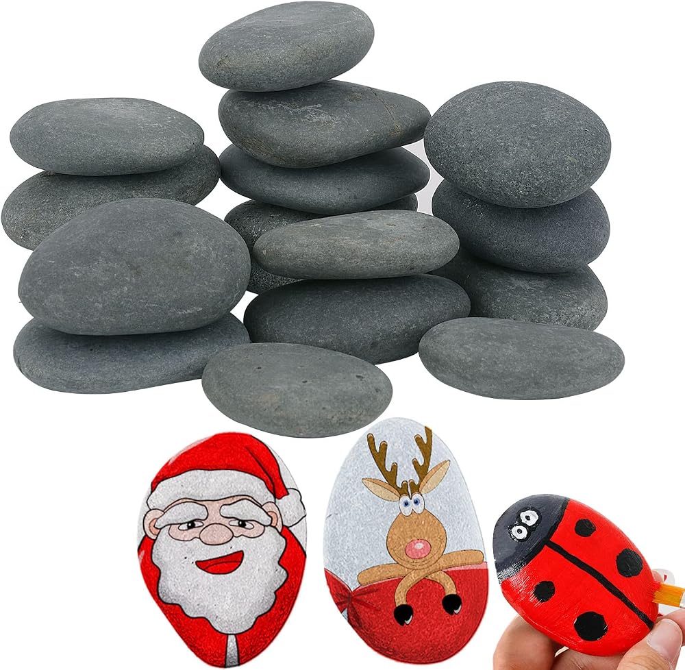 Hisredsun 21 Pcs 3-4 inch Painting Rocks Smooth Large Pebbles for Craft