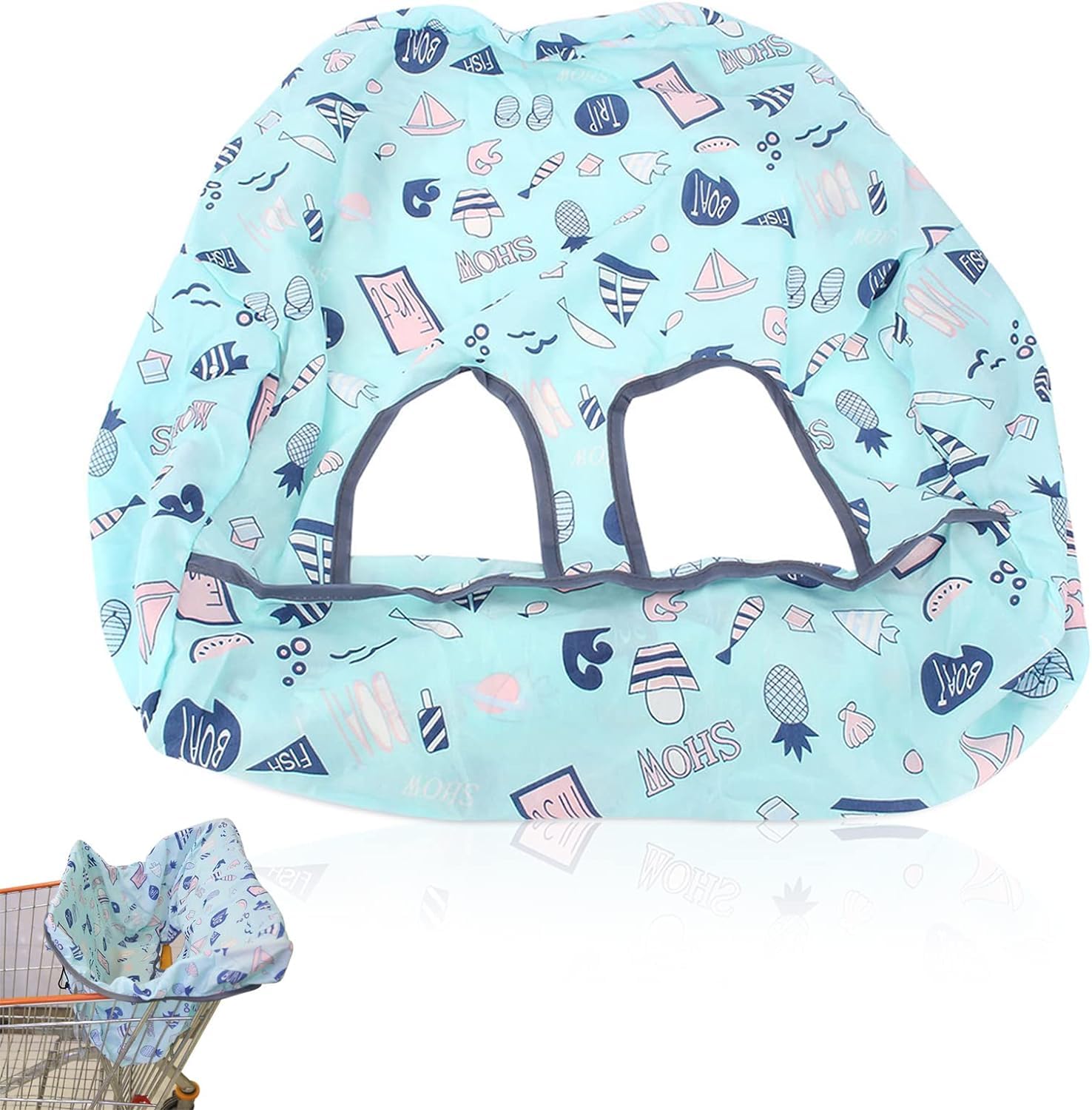 Fictory Infant Chair Seat Cushion, Portable Baby Shopping Trolley Cart Cover Washable Infant Dining Chair Seat Cushion High Baby Cart Cushion for Baby Infant, Blue 25.5x13.7x15.7 Inch