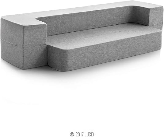 Lucid 8 Convertible Foam Mattress And Floor Sofa Twin Size Guest Bed Fashion Cover Amazon Ca Home Kitchen