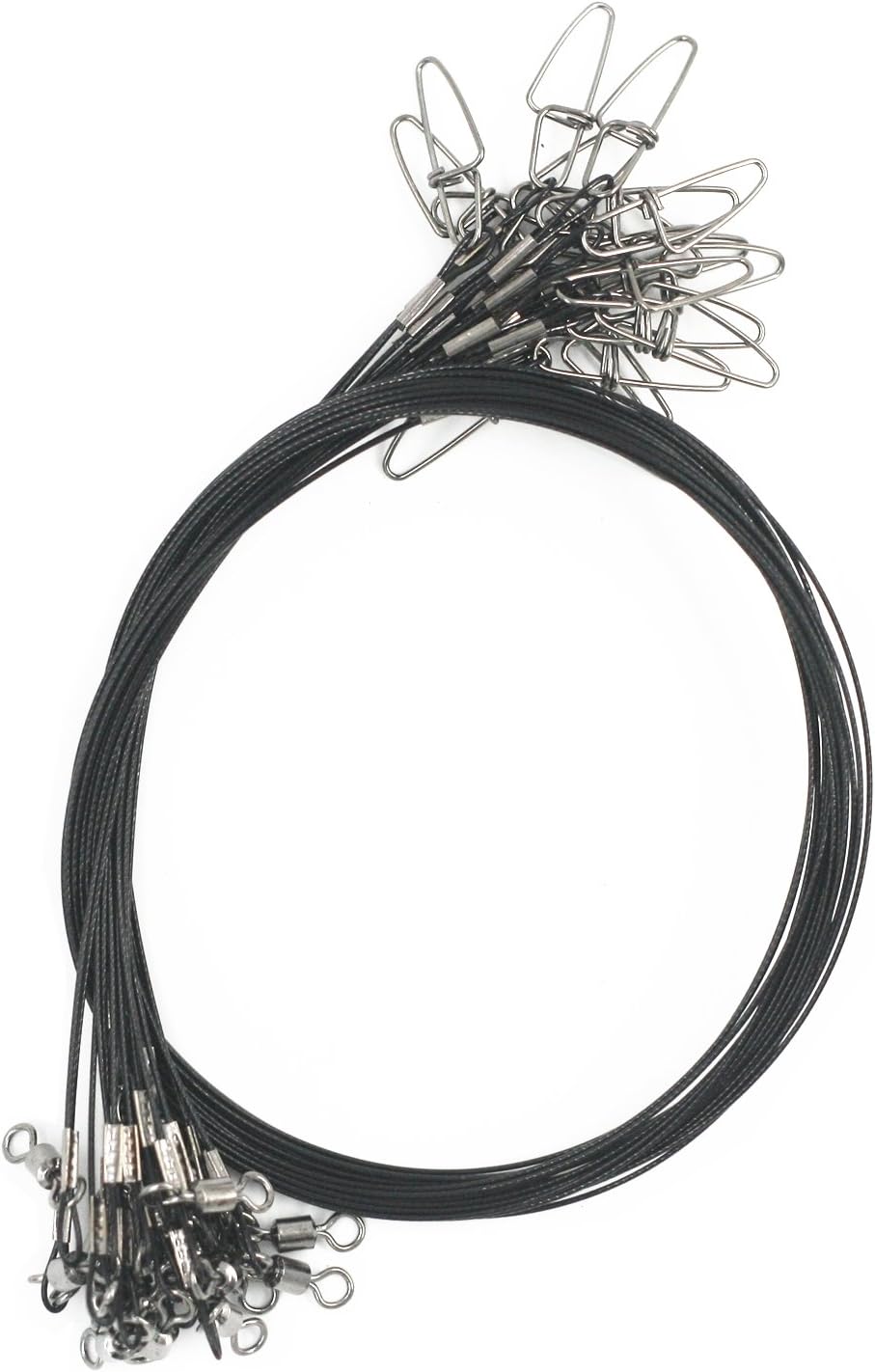 Mimilure 100LB Fishing Wire Leaders Heavy Duty Fishing Stainless Steel Wire Leaders,High-Strength Fishing Line Leaders with Swivels and Snaps,20 PCS