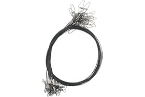 MIMILURE 20pcs Heavy Duty Fishing Leaders: 19" Stainless Steel Wire Leaders Black with snap and Swivel for Pike Catfish