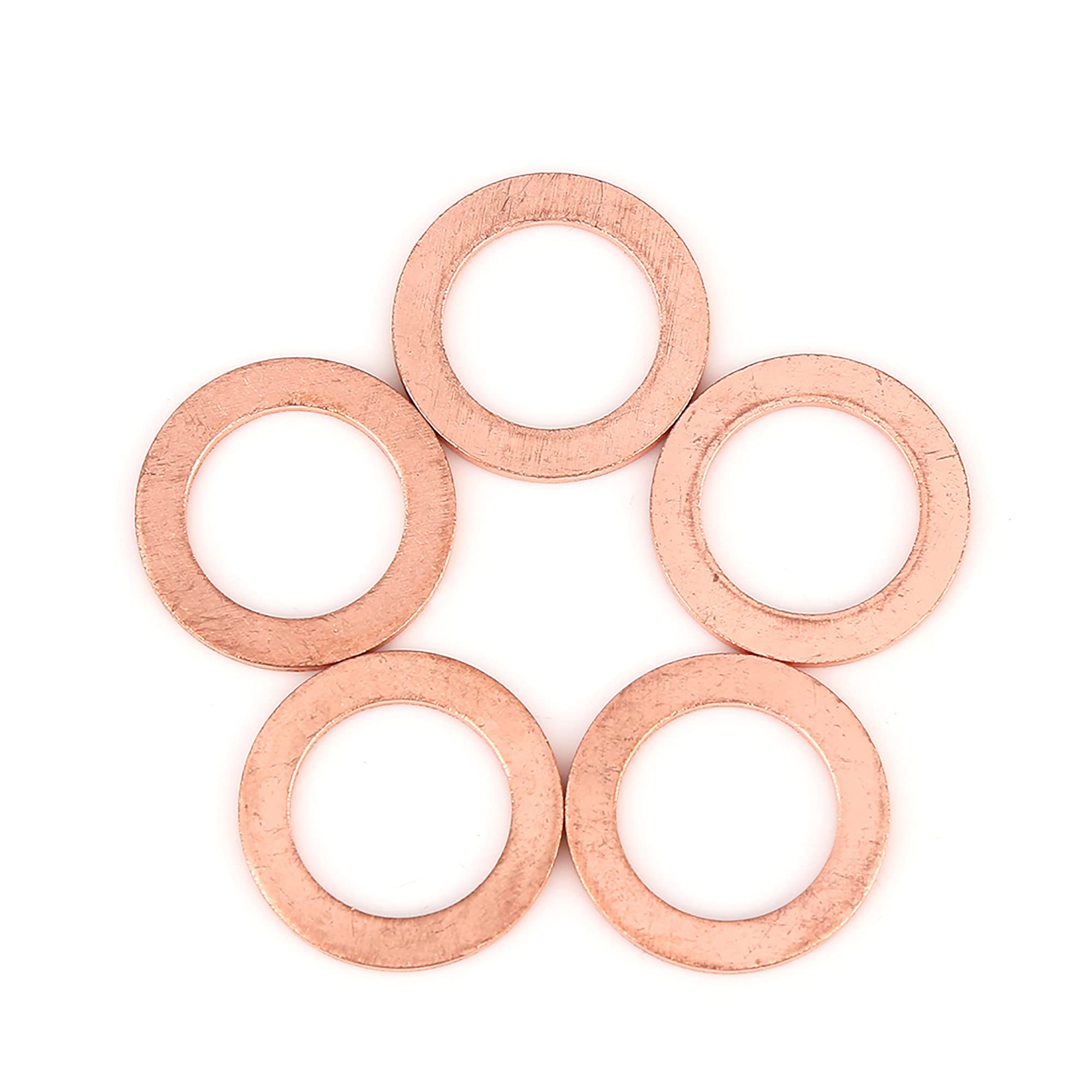 X AUTOHAUX 5pcs Copper Washer Flat Sealing Ring Spacer for Car 15 x 22 x 1.5mm