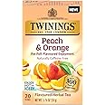 Twinings Peach & Orange Herbal Tea Individually Wrapped Bags, 20 Count (Pack of 1), Juicy & Fruity, Naturally Caffeine-Free, Enjoy Hot or Iced